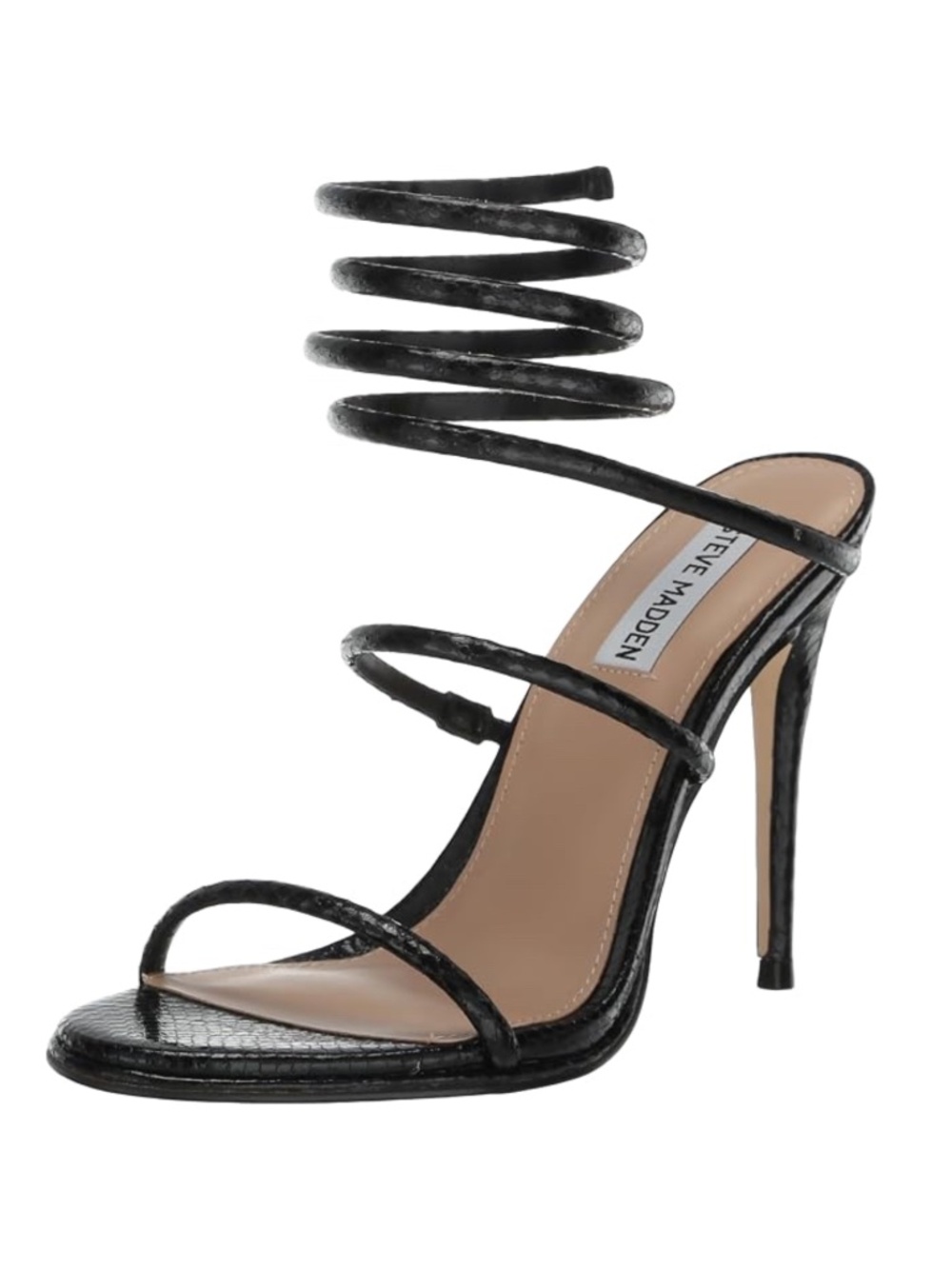 Steve Madden Exotica Black Snake Wrap Around High Heels Strappy Stiletto - Sz 6